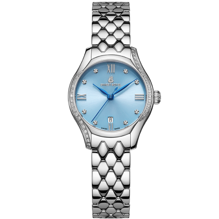 Дамски ръчен часовник с кварцов механизъм - корпус от Стомана - Стоманена верижка - цвят Син