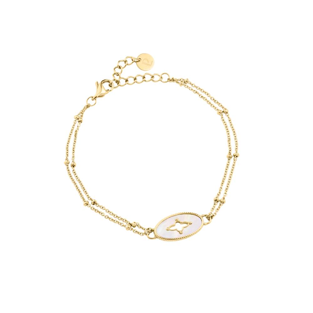 Дамски гривна Pierre Lannier BJ28A1211 Ovalia от 316l Медицинска стомана - с форма Звезда - Седеф - Стомана със златно покритие