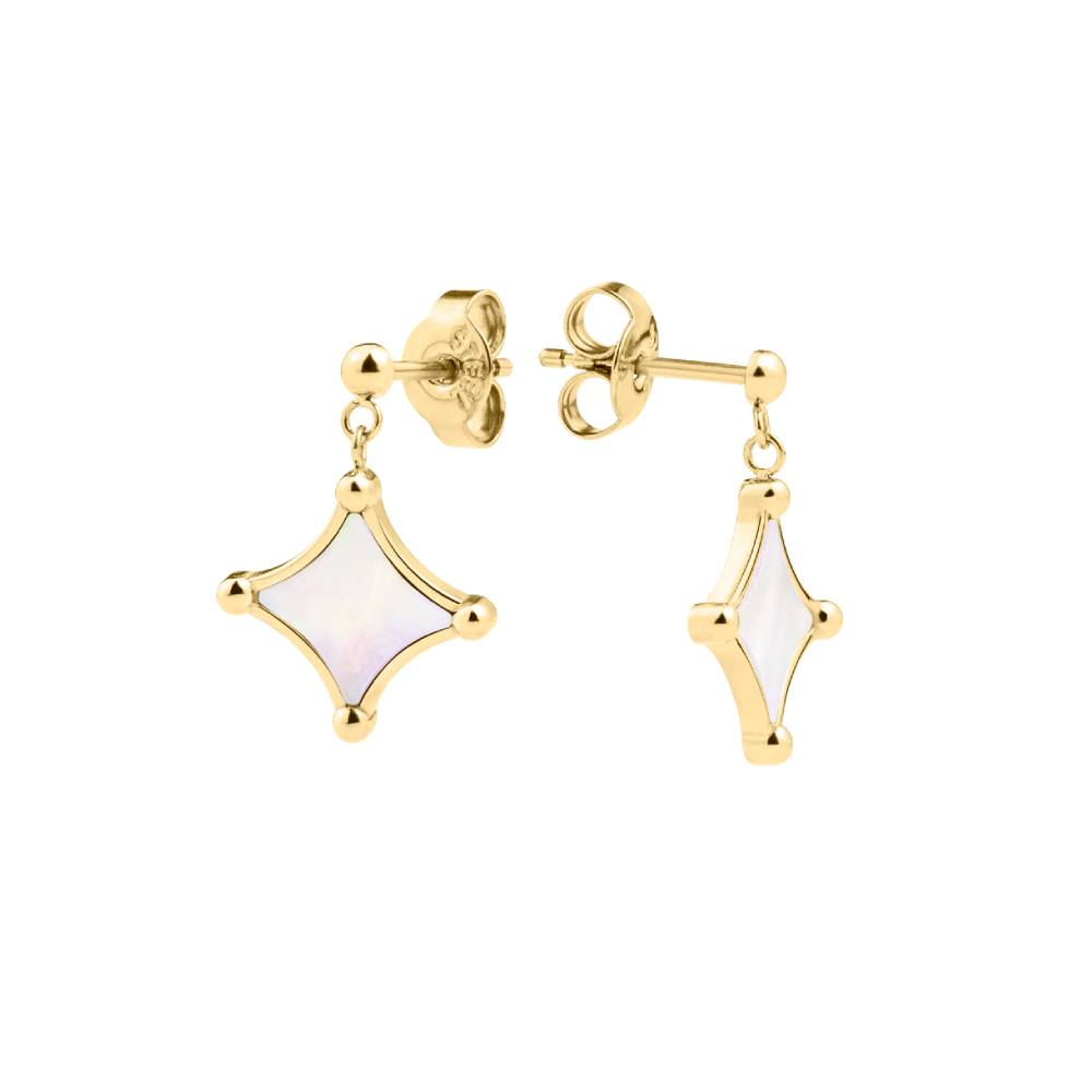 Дамски обеци Pierre Lannier BJ26A2211 Tessera от 316l Медицинска стомана - с форма Звезда - Седеф - Стомана със златно покритие