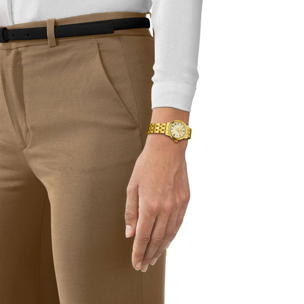 Дамски ръчен часовник с кварцов механизъм - корпус от Стомана - Стоманена верижка - цвят Бежов