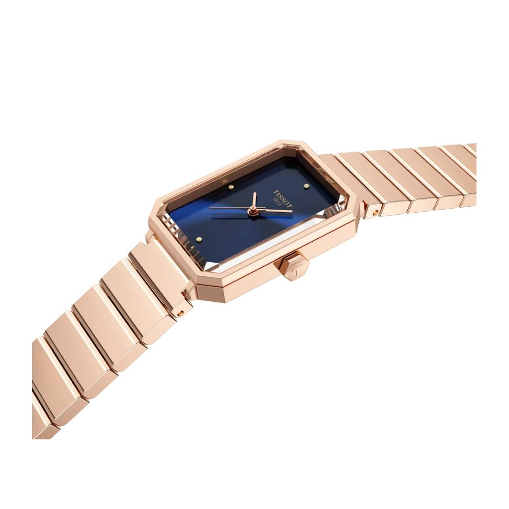 Дамски ръчен часовник с кварцов механизъм - корпус от Стомана - Стоманена верижка - цвят Син