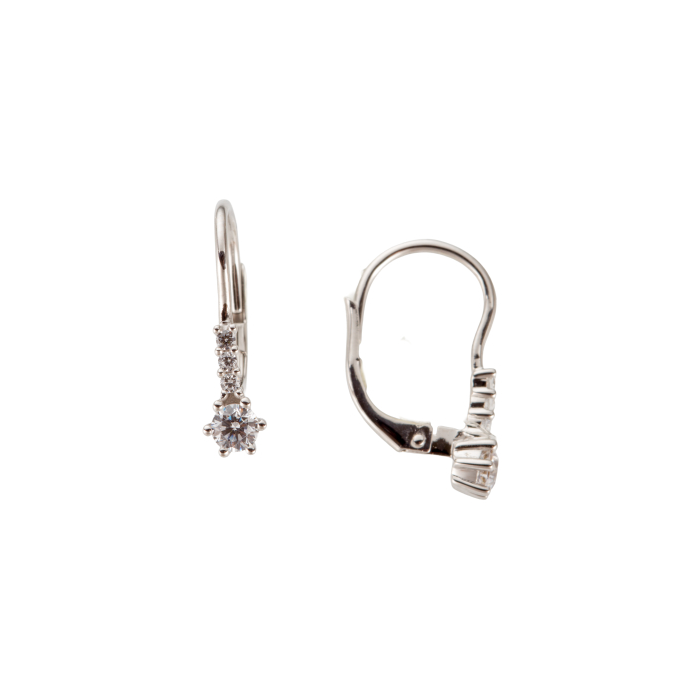 Дамски обеци от 14K Злато Бяло - с форма - Диаманти