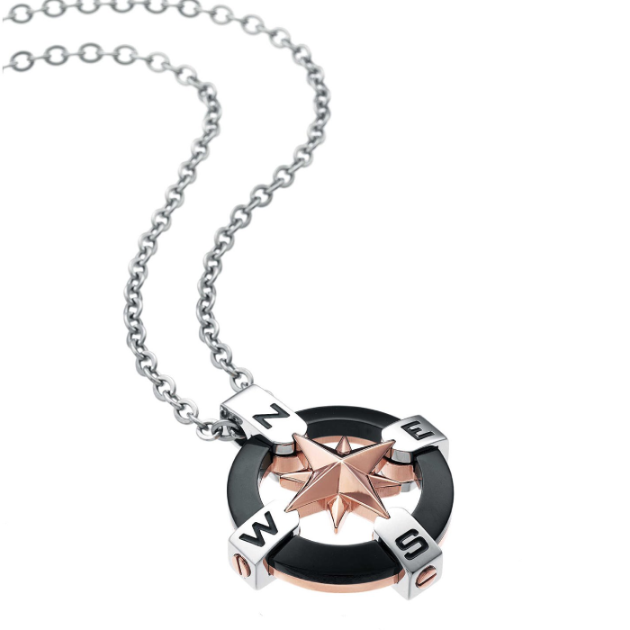 Мъжки колие от 316l Медицинска стомана - с форма - - PVD покрите в черно и розово злато