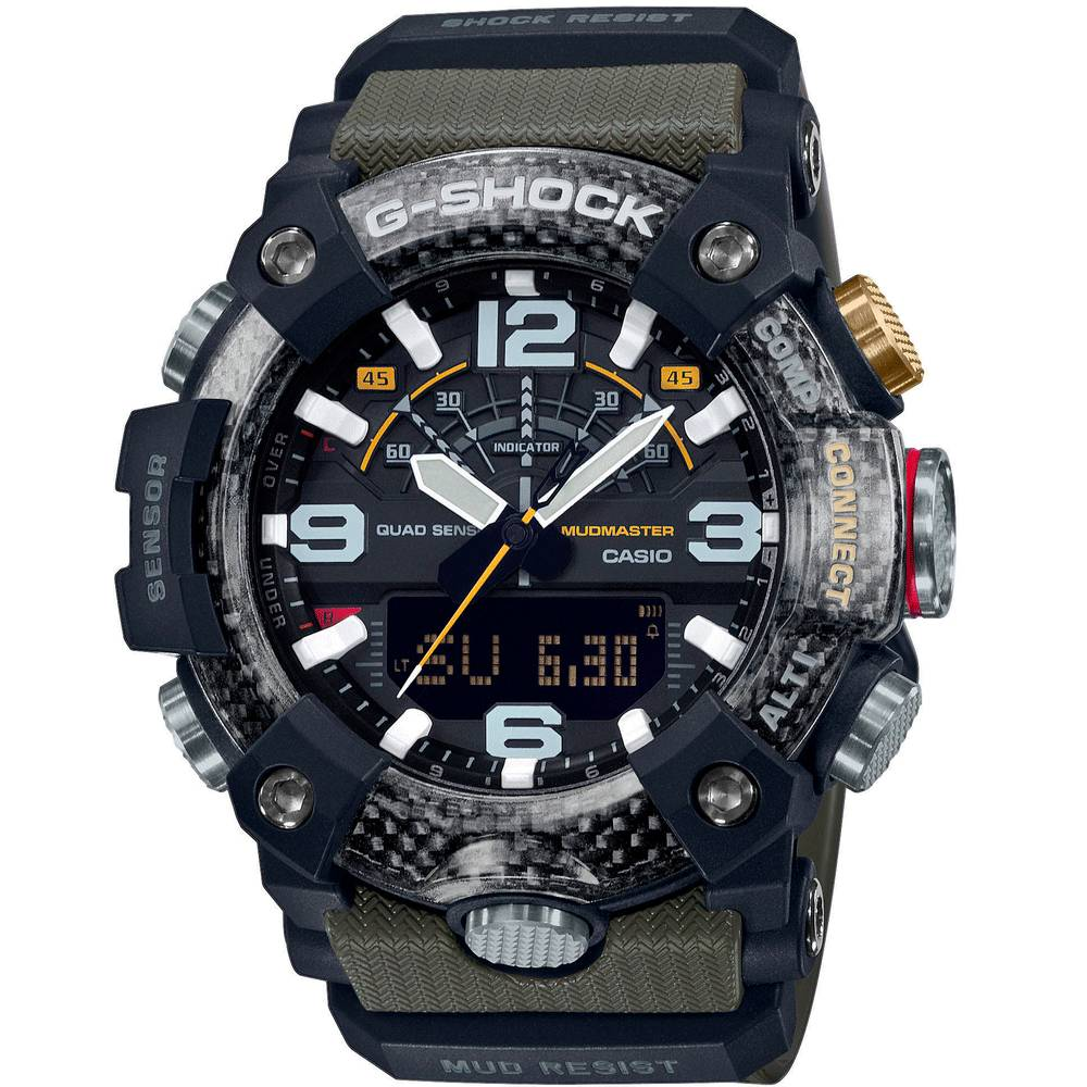 Casio GG-B100-1A3ER G-Shock Mudmaster - Мъжки ръчен часовник с кварцов механизъм - корпус от Полимер - Полимер - цвят Черен Зелен