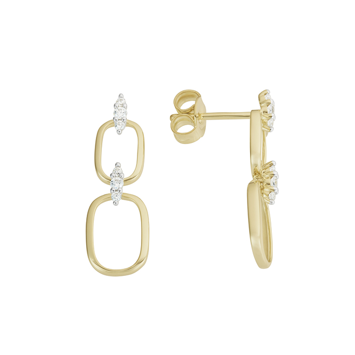 Дамски обеци Burkhardt &amp; Bischoff 797268 от 14K Злато Жълто - с форма - Цирконий