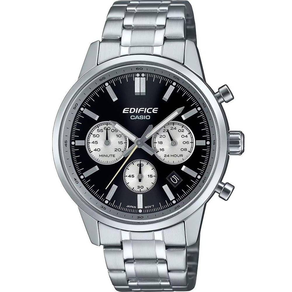 Мъжки ръчен часовник с кварцов механизъм - корпус от Стомана - Стоманена верижка - цвят Черен