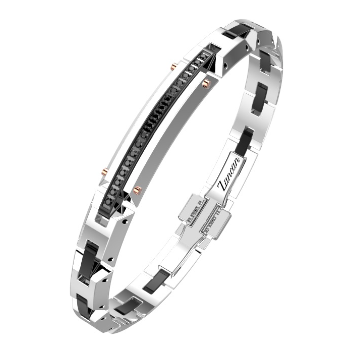 Мъжки гривна от 316l Медицинска стомана - с форма - Шпинел - Черно PVD покритие