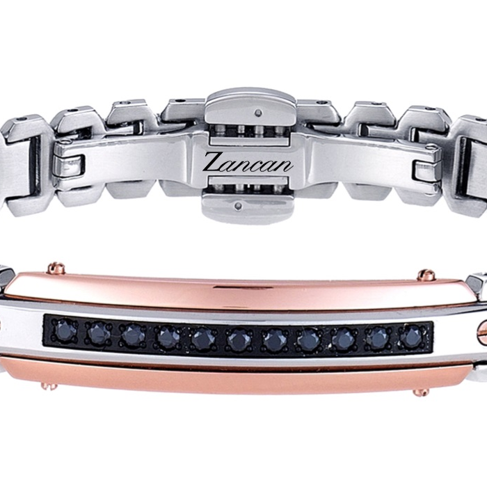 Мъжки гривна от 316l Медицинска стомана - с форма - Шпинел - PVD покритие в розово злато