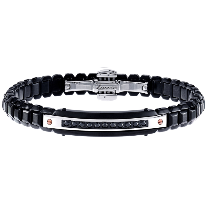 Мъжки гривна от 316l Медицинска стомана - с форма - Шпинел - Черно PVD покритие