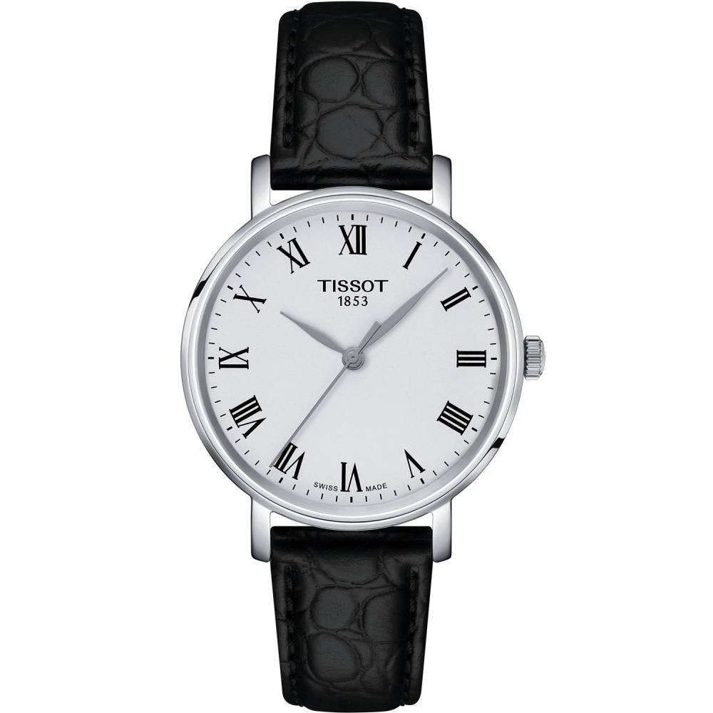 Дамски ръчен часовник с кварцов механизъм - корпус от Стомана - Естествена кожа - цвят Бял Черен