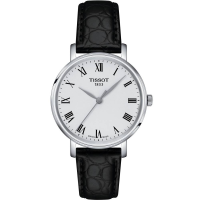 Дамски ръчен часовник с кварцов механизъм - корпус от Стомана - Естествена кожа - цвят Бял Черен