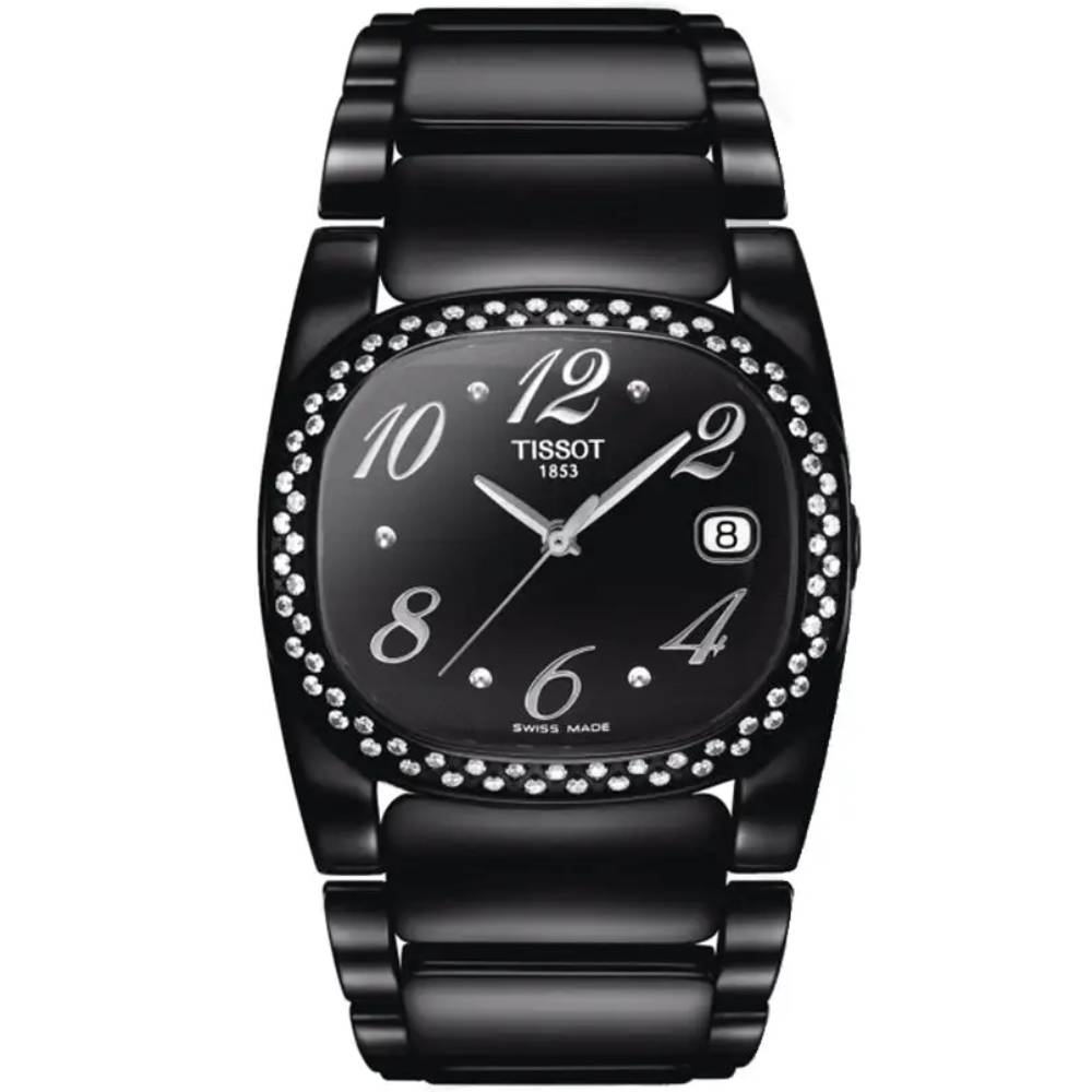 Дамски ръчен часовник с кварцов механизъм - корпус от Стомана - Стоманена верижка - цвят Черен Черен