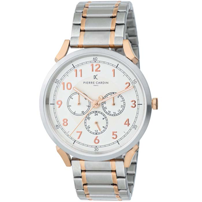 Мъжки ръчен часовник с кварцов механизъм - корпус от Стомана - Стоманена верижка - цвят Бял Розово Злато