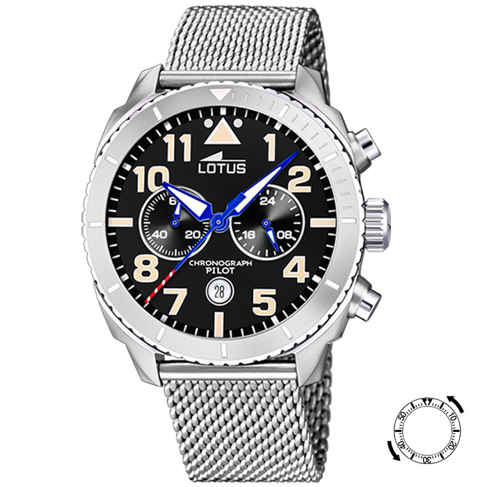 Мъжки ръчен часовник с кварцов механизъм - корпус от Стомана - Меш - цвят Черен Сив