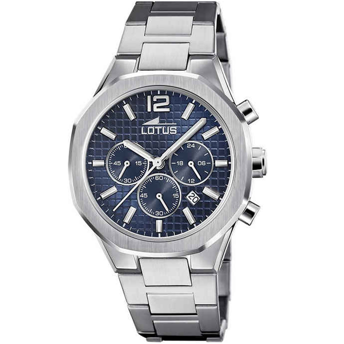 Мъжки ръчен часовник с кварцов механизъм - корпус от Стомана - Стоманена верижка - цвят Син Сив