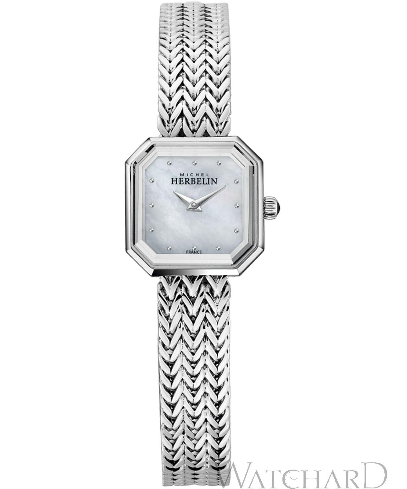 Herbelin 17436B19 Octogone - Дамски ръчен часовник с кварцов механизъм - корпус от Стомана - Стоманена верижка - цвят Сив Сив