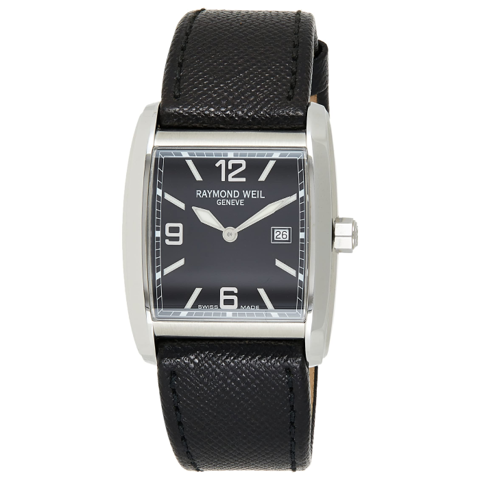 Мъжки ръчен часовник с кварцов механизъм - корпус от Стомана - Естествена кожа - цвят Черен Червен