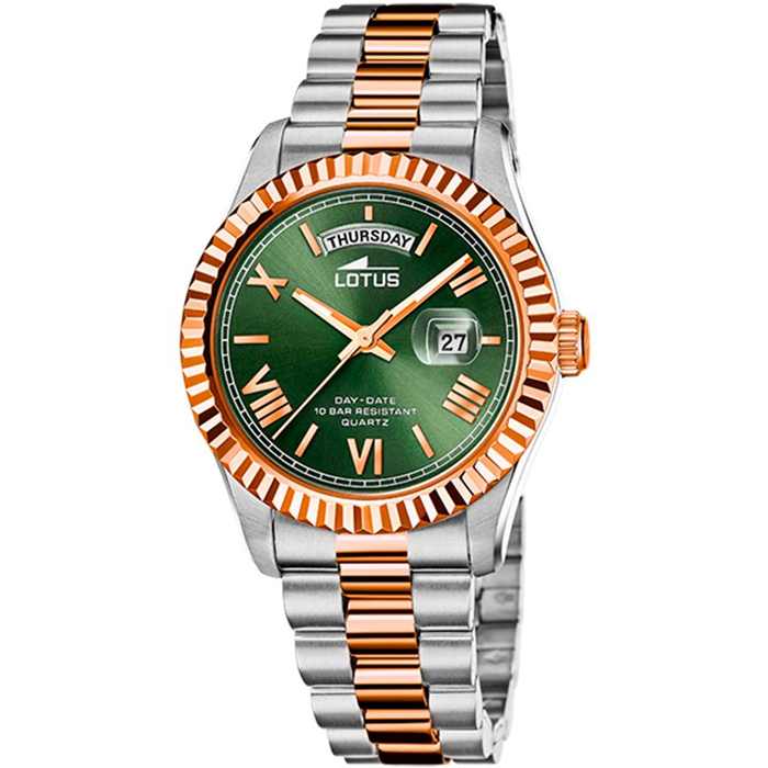 Мъжки ръчен часовник с кварцов механизъм - корпус от Стомана - Стоманена верижка - цвят Зелен Сив