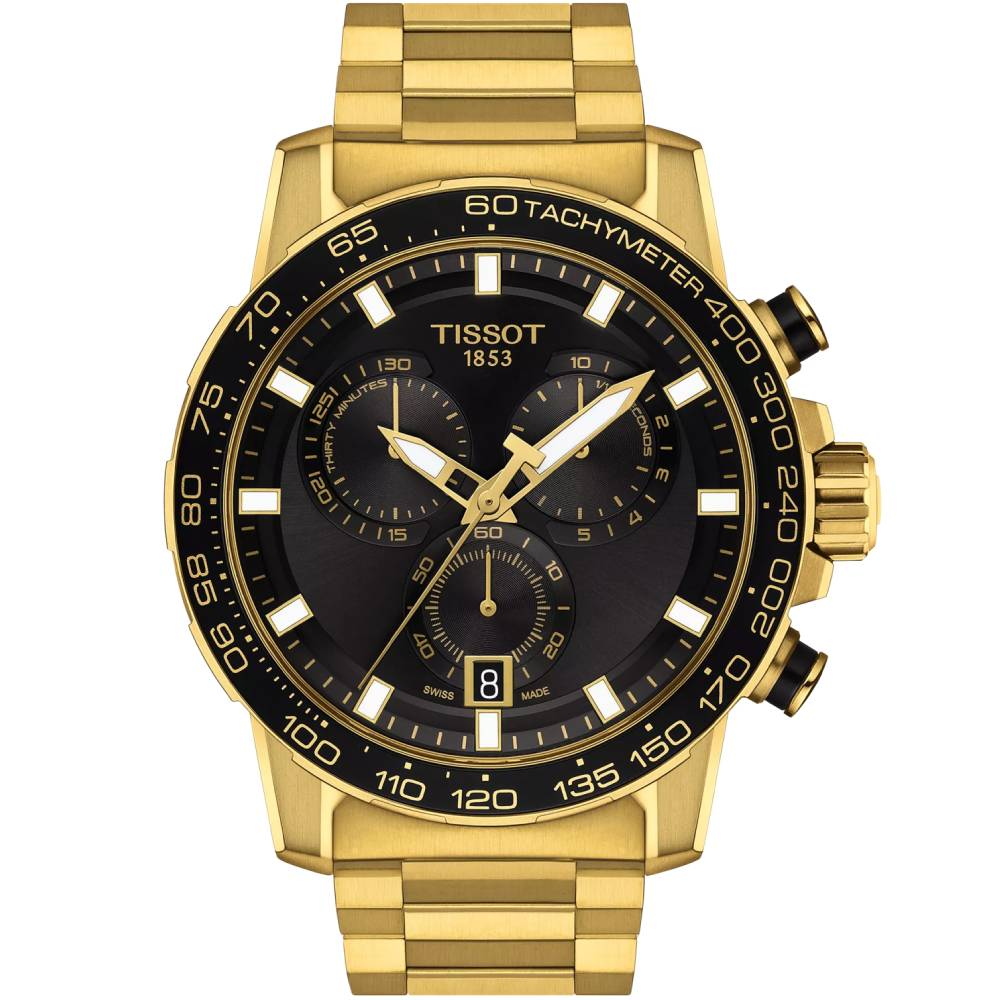 Мъжки ръчен часовник с кварцов механизъм - корпус от Стомана - Стоманена верижка - цвят Черен Злато