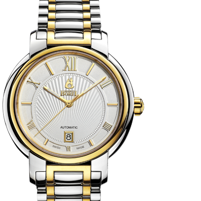 Мъжки ръчен часовник с автоматичен механизъм - корпус от Стомана - Стоманена верижка - цвят Бял Злато