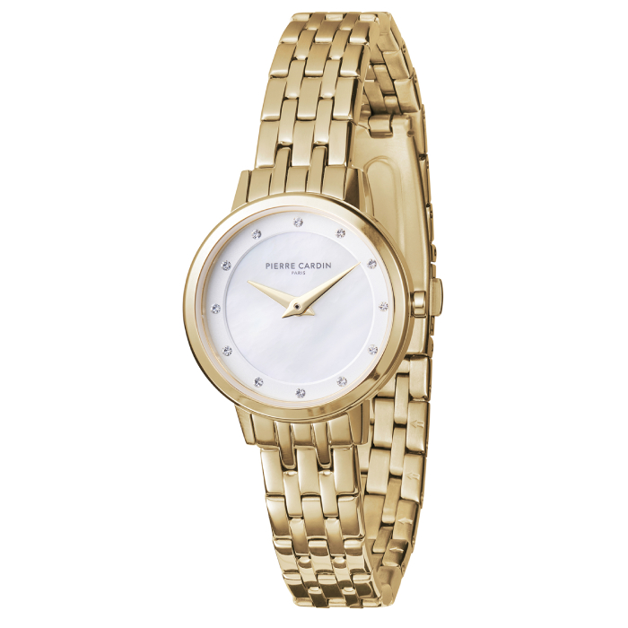 Pierre Cardin CBL.0011 Goutte d&#039;Or - Дамски ръчен часовник с кварцов механизъм - корпус от Стомана - Стоманена верижка - цвят Бял