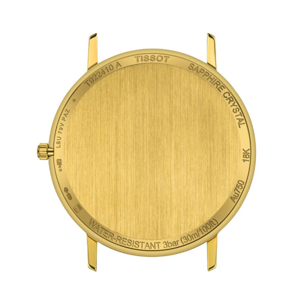 Мъжки ръчен часовник с кварцов механизъм - корпус от 18К Злато - Естествена кожа - цвят Бял Черен