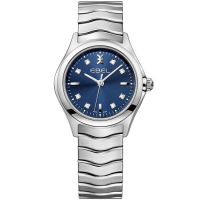 Дамски ръчен часовник с кварцов механизъм - корпус от Стомана - Стоманена верижка - цвят Син Сив