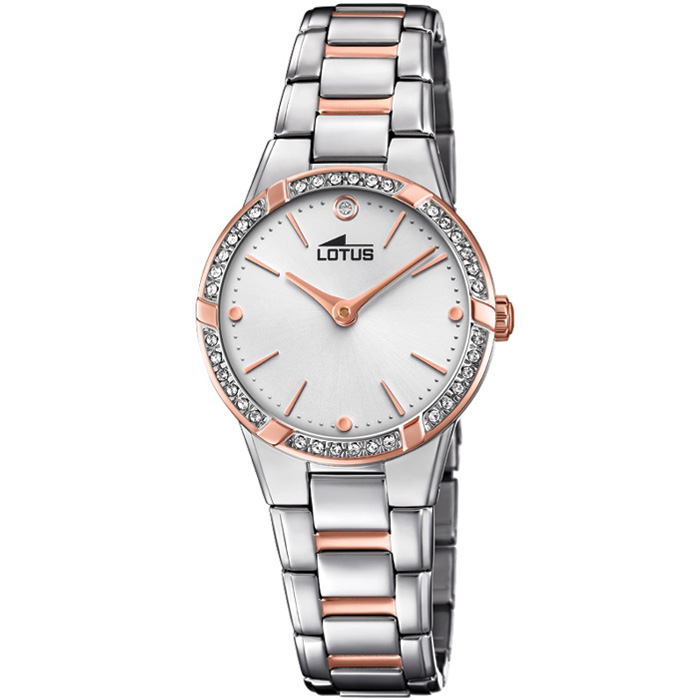 Дамски ръчен часовник с кварцов механизъм - корпус от Стомана - Стоманена верижка - цвят Бял Розово Злато