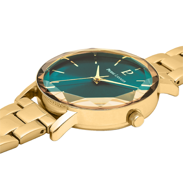 Дамски ръчен часовник с кварцов механизъм - корпус от Стомана - Стоманена верижка - цвят Тюркоаз Злато