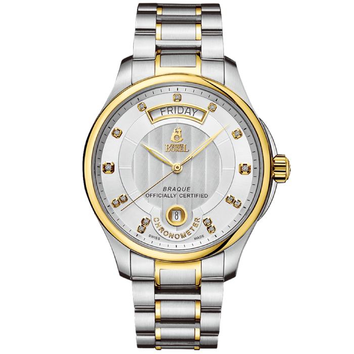 Мъжки ръчен часовник с автоматичен механизъм - корпус от Стомана - Стоманена верижка - цвят Сребрист Злато