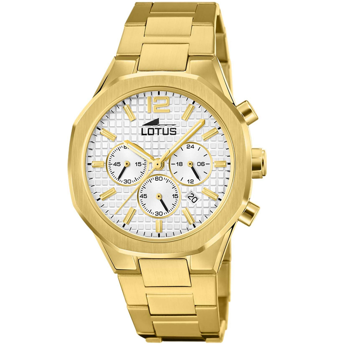 Мъжки ръчен часовник с кварцов механизъм - корпус от Стомана - Стоманена верижка - цвят Бял Злато