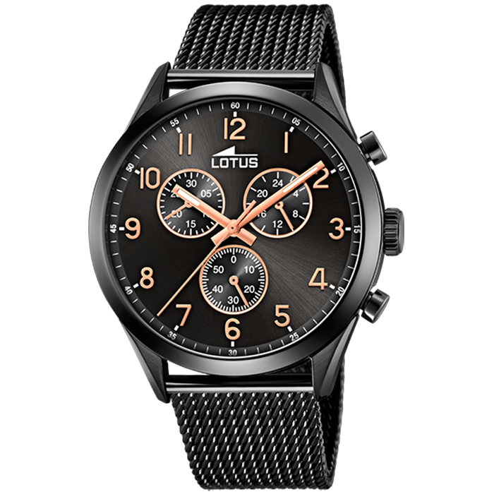 Мъжки ръчен часовник с кварцов механизъм - корпус от Стомана - Меш - цвят Черен Черен