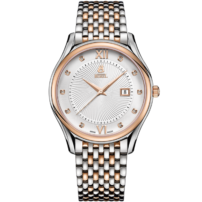 Дамски ръчен часовник с кварцов механизъм - корпус от Стомана - Стоманена верижка - цвят Бял Сив