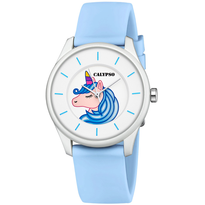 Унисекс ръчен часовник с кварцов механизъм - корпус от Полимер - Полимер - цвят Бял Син