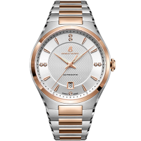 Мъжки ръчен часовник с автоматичен механизъм - корпус от Стомана - Стоманена верижка - цвят Сребрист Розово Злато