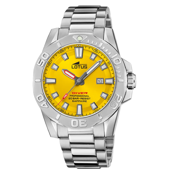 Мъжки ръчен часовник с кварцов механизъм - корпус от Стомана - Стоманена верижка - цвят Жълт Сив