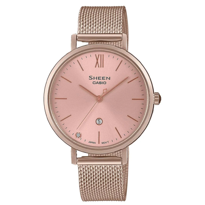 Мъжки ръчен часовник с кварцов механизъм - корпус от Стомана - Стоманена верижка - цвят Розов Розово Злато