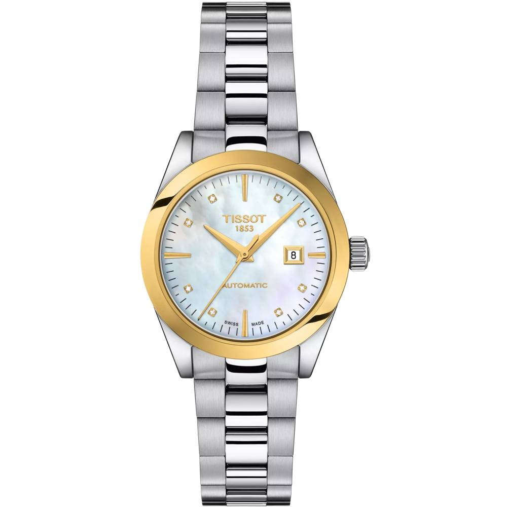 Tissot T930.007.41.116.00 - Дамски ръчен часовник с автоматичен механизъм - корпус от Стомана - Стоманена верижка - цвят Седеф Сив