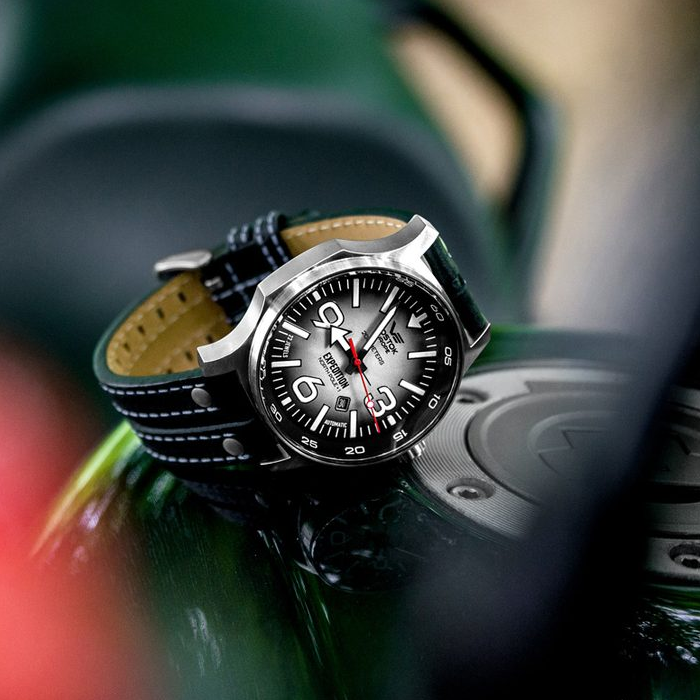 Vostok Europe YN55-595A639 Expedition North Pole-1 - Мъжки ръчен часовник с автоматичен механизъм - корпус от Стомана - Естествена кожа - цвят Черен Черен