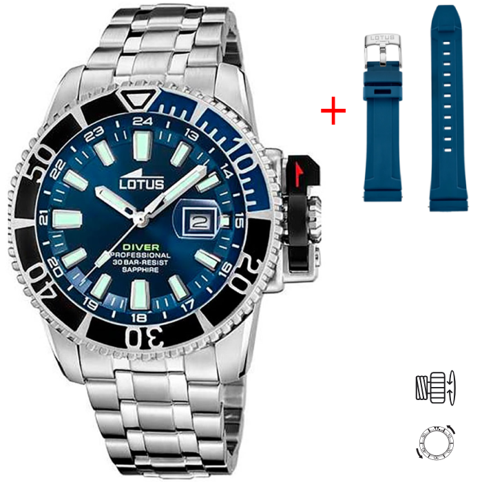 Мъжки ръчен часовник с кварцов механизъм - корпус от Стомана - Стоманена верижка - цвят Син Сив