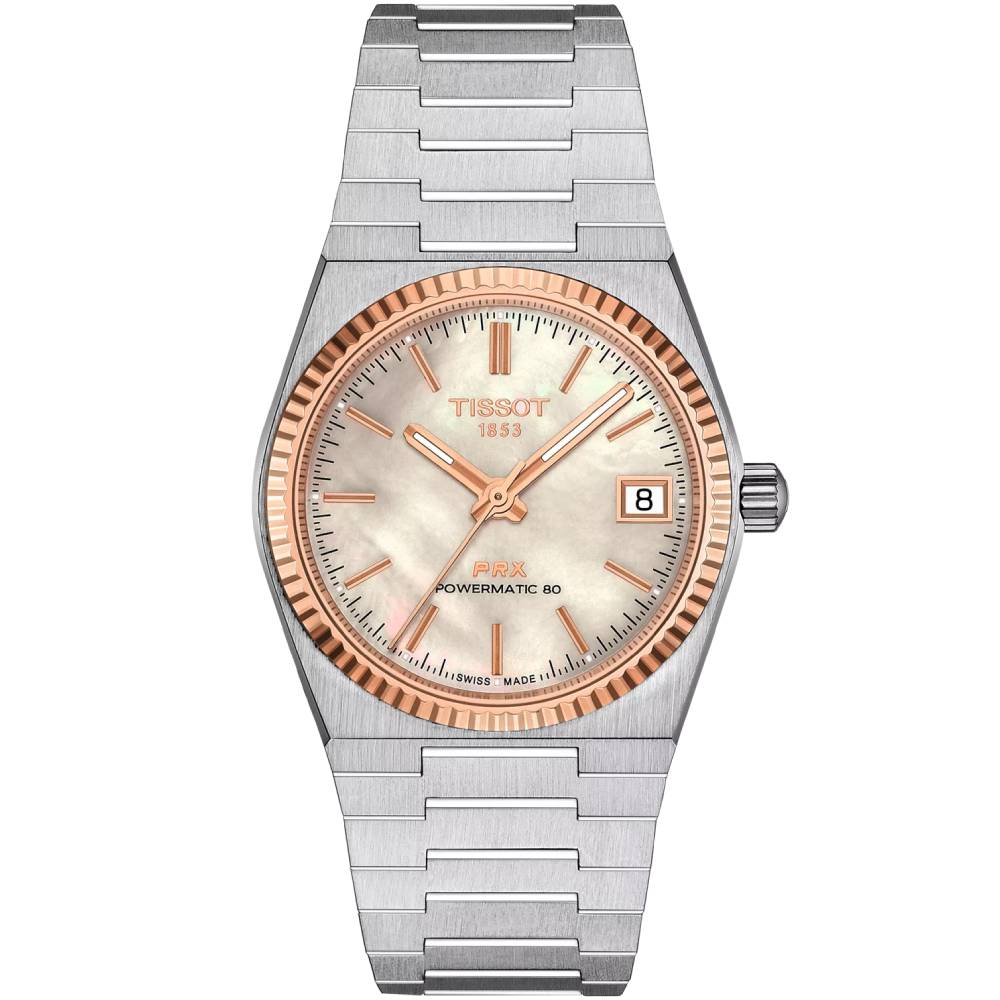 Дамски ръчен часовник с автоматичен механизъм - корпус от Стомана - Стоманена верижка - цвят Седеф Сив