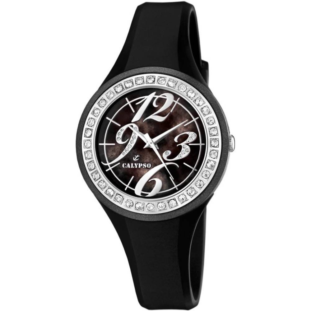 Унисекс ръчен часовник с кварцов механизъм - корпус от Полимер - Полимер - цвят Седеф Черен