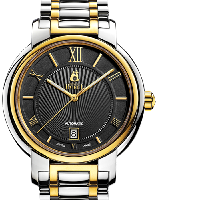 Мъжки ръчен часовник с автоматичен механизъм - корпус от Стомана - Стоманена верижка - цвят Черен Злато