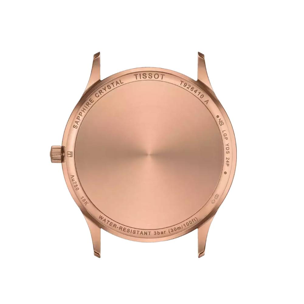 Мъжки ръчен часовник с кварцов механизъм - корпус от 18К Злато - Естествена кожа - цвят Сребрист Черен